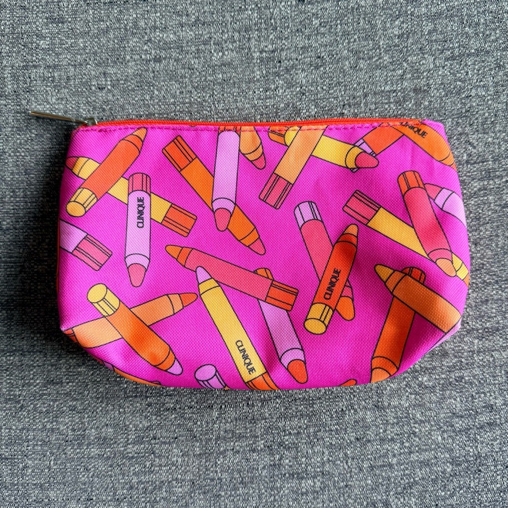 CLINQUE Chubby Stick Print Cosmetic Makeup Bag